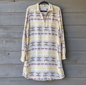 Ryan Michael Long Sleeve Western Long Sleeve Midi Dress Size XL Yellow Brown